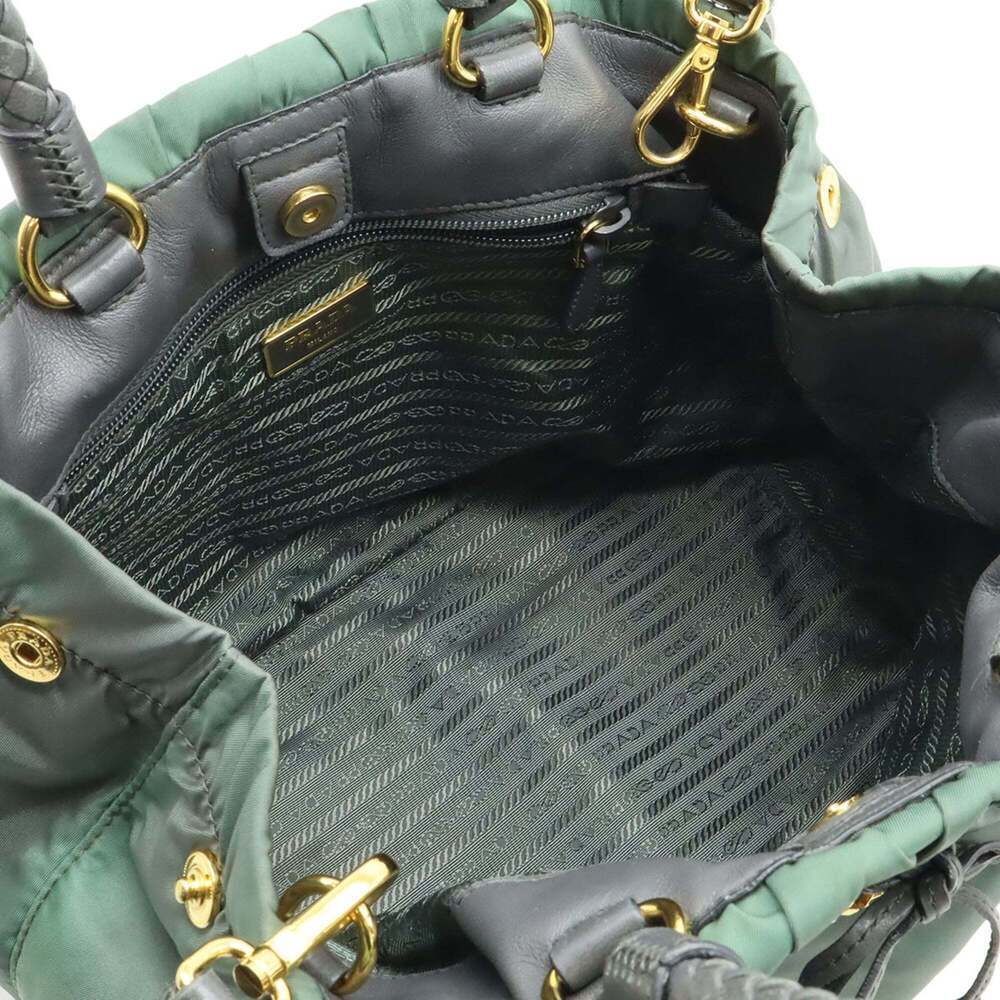 PRADA Ardesia Gathered Ribbon Handbag with Handles, Shoulder Bag, Gray, Nylon... - Picture 7 of 9